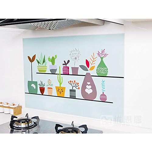 PinShang Waterproof Oil Proof Self Adhesive Wall Sticker Temperature Resistant Wallpaper for Kitchen D-Small Potted Plants - Thumbnail 6