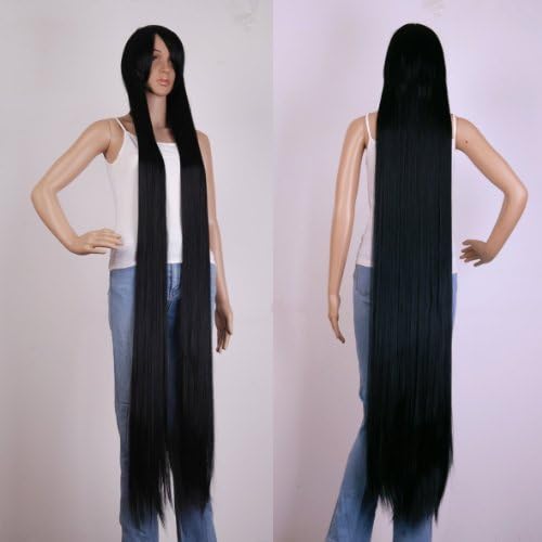 Tqglobal Tengs 60' Extra Long Straight Cosplay Wig 10 Colors (Black)