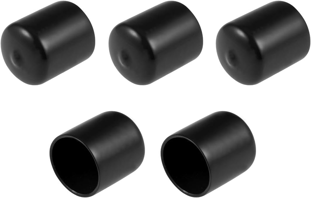 TA-VIGOR 5Pcs Rubber End Caps, 21mm ID Round Flexible Screw End Caps Thread Protectors, Black Vinyl Bolt Covers Rubber Covers for Screws, Tubes, Cables, Wires, etc