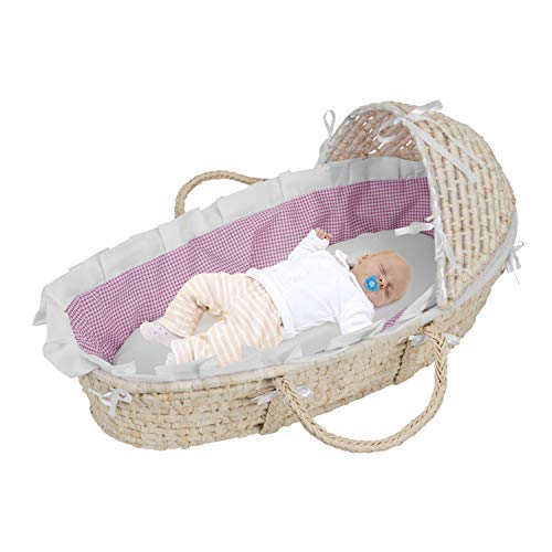 Hooded Baby Moses Basket with Liner, Sheet, and Pad - Thumbnail 3