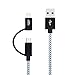 CableCreation 4 Feet 2-in-1 Lightning and Micro USB to USB Data Sync Charge Cable, [MFi Certified] Compatible iPhone X/8/8 Plus/7/7 Plus, iPad, Samsung, Nexus, LG, HTC Phone, Black + White/1.2M primary