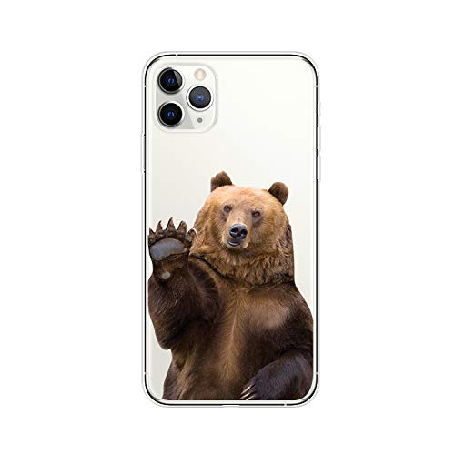 FancyCase Compatible with iPhone 11 Pro Max Case-New Animal Style Soft Silicone Protective iPhone 11 Pro Max Clear Case by Fancy Case (Waving Bear)