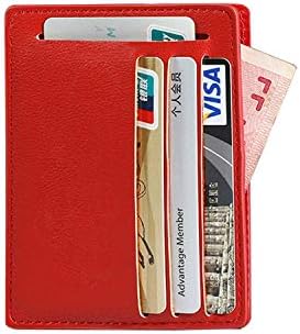 Credit Card Holder,Genuine Leather Card Wallet for Women, ID Card Slot Fashion Black Red Card Wallet