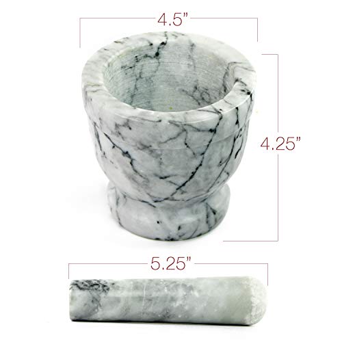 Gramercy Kitchen Co. Mortar and Pestle (Marble - Grey & White)