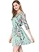 Allegra K Women's 3/4 Sleeve Round Neck Floral Pattern Fully Lined Dress S Mint