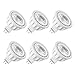 MR16 LED Bulb, 12V 5W(50W Halogen Equivalent), GU5.3 Bi Pin Base, 6000K Daylight White, Non-Dimmable, 40 Degree Spotlight Bulbs, LED MR16 for Indoor/Outdoor Landscape, Recessed, Track Lighting, 6 Pack