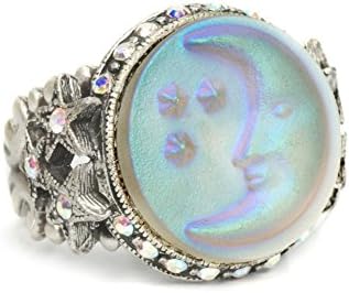 Ollipop Sweet Romance Cameo Crescent Moon and Star Ring