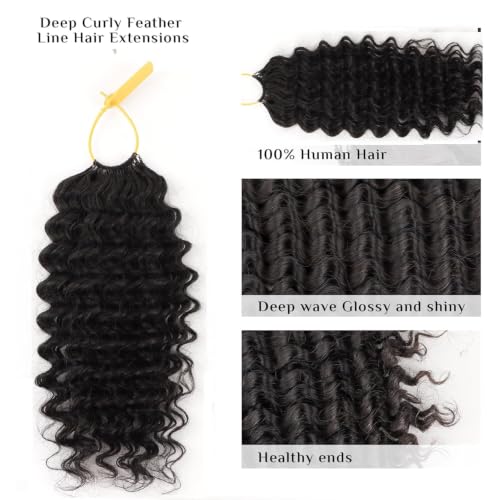 50g/1Pack Miracle Knots Crochet Human Hair, 16 Inch Crochet Human Hair Deep Wave Pre-Separated Invisible Feather Crochet Braids Natural Hair for Black Women (#NA, Deep Wave, 16 Inches)