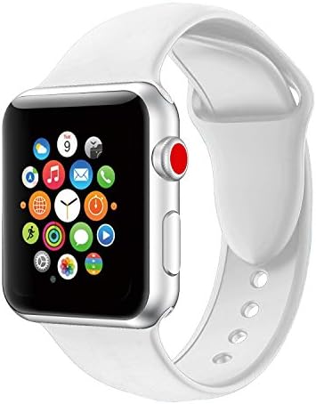 Youther For Apple Watch Bands, Soft Silicone Strap Replacement Wristbands for Apple Watch Sport Series 3 Series 2 Series 1 White 38mm M/L