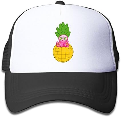 Joijiouio Octopus Wears Glasses And Pineapple Kids Sun Protection UnisexOutdoor Sports Hat Black