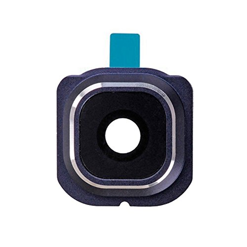 LUVSS New Back Rear Camera Bezel Holder Ring Cover + Glass Lens with with Adhesive Sticker Replacement Part for Samsung Galaxy S6 Edge G925 (All Carriers) (Blue)