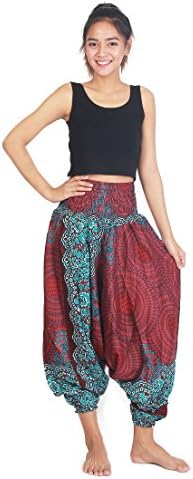 Chinrada Shop Women's Aladdin Harem Jumpsuit Smocked Waist Circle Pants