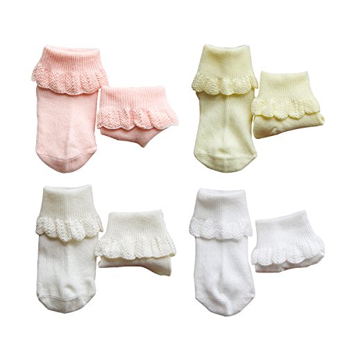Baby socks and toddler socks for girls set of 4 pair (12-24m, ass…