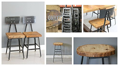 Industrial Barstool, Reclaimed Wood Vintage Style Shop Stool