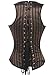 Camellias Womens Gothic Steampunk Tesla Steel Boned Underbust Waist Training Corsets Vest, SZ1830-Brown-M