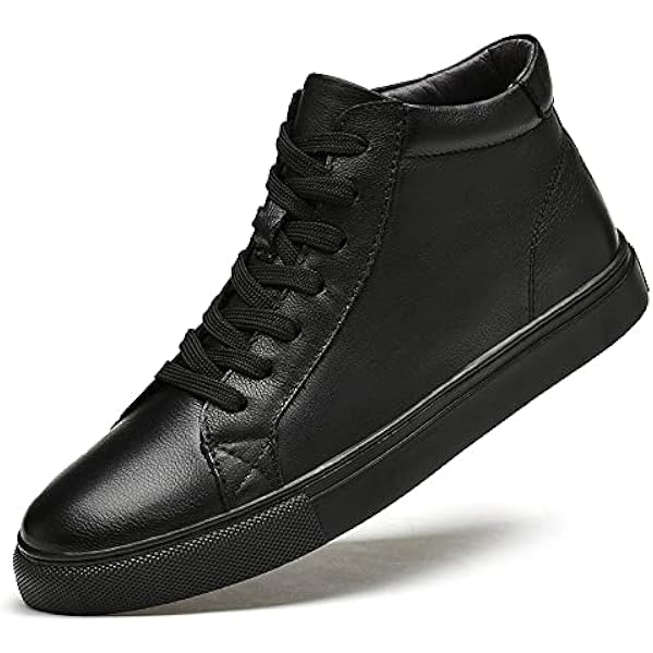mens black leather high top sneakers