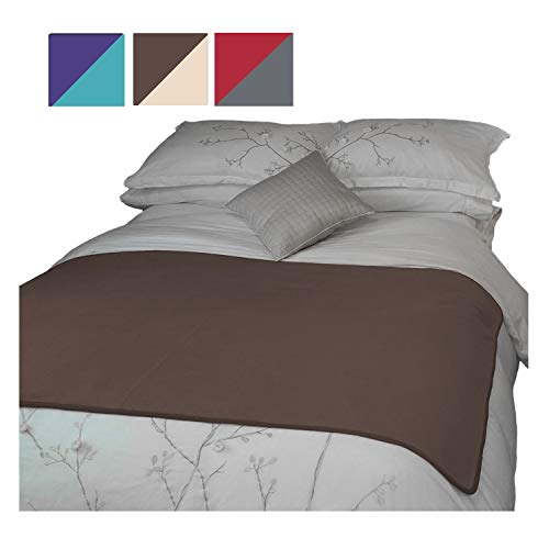 TOP Waterproof Blanket, Deluxe Bed and Furniture Protector for People and Pets, Reversible, Leak Proof Moisture Barrier, Soft Fleece (Brown Beige Reversible, MidSize 60×40)
