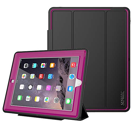 SEYMAC Stock iPad 2/3/ 4 Case, (NOT for 5th, 6th or Mini), Heavy Duty 3 Layer Drop Proof, AUTO Sleep/Wake Protective Leather Stand Cover for iPad 4th Gen with Retina Display, iPad 3 & iPad 2 (Rose)