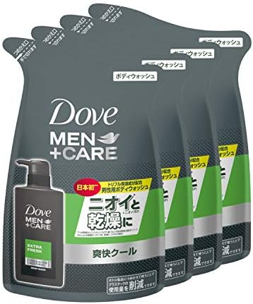【Amazon.co.jp限定】 Dove MEN(ダヴメン) +ケア ボディウォッシュ エクストラフレッシュ 詰替え用 320g×4 おまけ付き