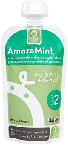 Oh Baby Foods Organic AmazeMint Baby Food, 4 Fluid Ounce -- 6 per case.