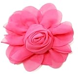 Hot Pink Chiffon Rosette Hair Clip - 4