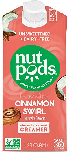 nutpods Cinnamon Swirl 6-pack, Unsweetened Dairy-Free Liquid Coffee Creamer Made From Almonds and Coconuts