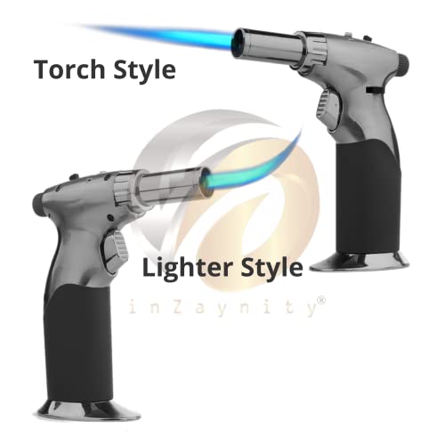 Dual Flame Butane Torch Gun Refillable Luxury Hand Held Mini Blow