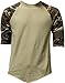 Casual Raglan Tee 3/4 Sleeve TShirt Baseball Jersey L Olive Camo