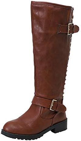 Clearance for Shoes,AIMTOPPY Women Ladies Shoes Rivet Roman Knee High Cowboy Boots Martin Long Boots