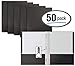 Better Office Products Black Paper 2 Pocket Folders with Prongs, 50 Pack, Matte Texture, Letter Size Paper Folders, 50 Pack, with 3 Metal Prong Fastener Clips, Black