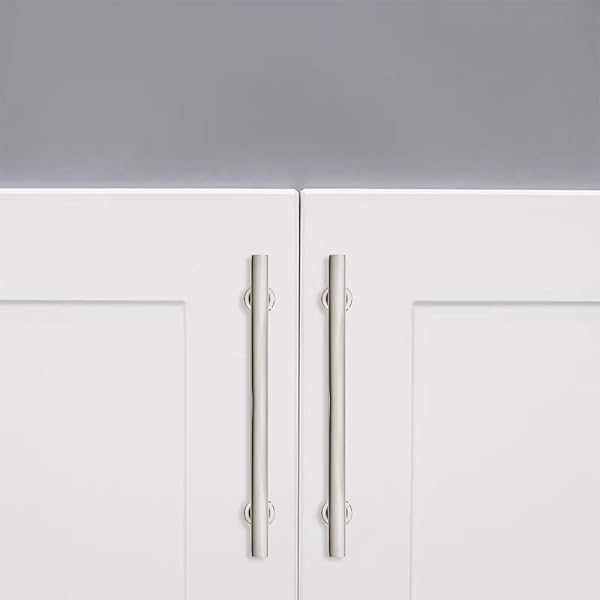 ZAUYX 5 PACK 12 INCH(305MM) HOLE CENTER POLISHED NICKEL CABINET PULLS SQUARE CABINET HANDLES SOLID HEAVY DUTY PULLS FOR KITCHEN DRESSER CLOSET & BATHROOM CABINETS HARDWARE