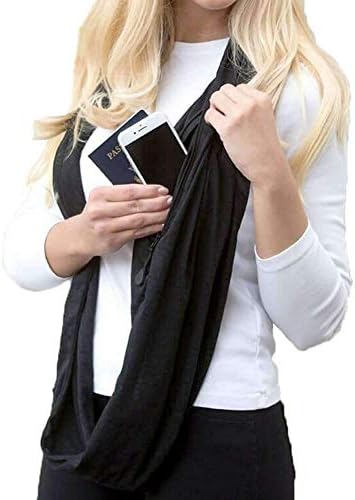 Womens Wrap Scarf with Hidden Zipper Pocket Arrow Pattern Infinity Scarf Travel Scarf