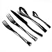 JANKNG 20-Piece 18/10 Stainless Steel Flatware Set Mirror Polishing Black, Serive for 4