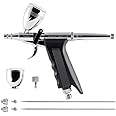 Gaahleri Airbrush Kit, Airbrush Gun Dual Action Gravity Feed Set, 0.38 & 0.5mm Needles, 1/2 & 1/4 OZ Fluid Cup, Multi-Purpose Air Brush Makeup Model Coloring Painting Nail Art Tattoo