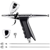 Gaahleri Airbrush Kit, Airbrush Gun Dual Action Gravity Feed Set, 0.38 & 0.5mm Needles, 1/2 & 1/4 OZ Fluid Cup, Multi-Purpose