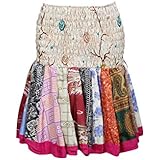 Women's High Waist Mini Skirt A-Line Flared Flowing Colorful Silk Skater Skirts One Size