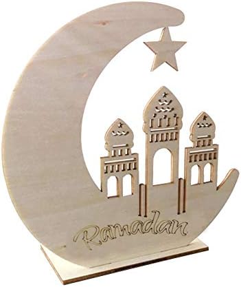 Led Ornaments for The Living Room Wooden Moon Stars Ornaments Muslim Islamic Palace Eid DIY LED Decorative Suppliers Crafts for Home Bedroom