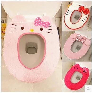 High Palm Cute Hello Kitty Bathroom Warmer Washable plush Toilet Seat Cover Pads-pink