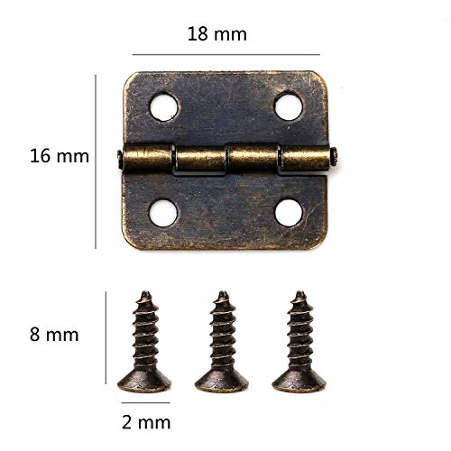 Mini Fibbie Aifeier In Ottone - 12 Pezzi Con Viti - Per Scatole Legno, Portagioie - 37x14mm - Foto 6