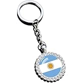 Heiorpai 1PCS Periphery Inlaid Rhinestones Stainless Steel Country Flag Keychain Metal Key Chain Key Ring