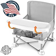 Baby Seat Booster High Chair - Portable Toddler Booster Seat -Lightweight Easy Travel Pop-n-Sit Folding Booster Feeding Chair w/ Aluminum frame, Safety Belt for Camping/Beach/Lawn Weatherproof  SLBS66