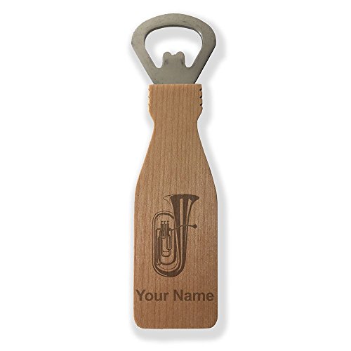 Bottle Opener, Tuba, Personalized Engraving Included (Wood)