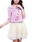 Allegra K Women 3/4 Sleeve Bow Ruffle Casual Summer Tops Blouses