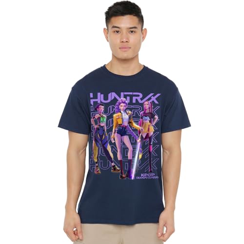 K-Pop Demon Hunters - Huntrix Huntr/X Golden Trio Pose Unisex T Shirt, Navy, XXX-Large