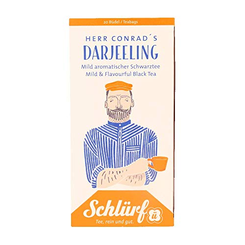 6 x Schlürf Büdel Bio Darjeeling Tee | 120 Teebeutel | Sorte Herr Conrad | Spenderbox | Schwarztee | Darjeeling… – Bild 3