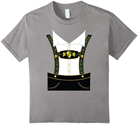 Kids Lederhosen Oktoberfest T-Shirt or Halloween Costume 8 Slate