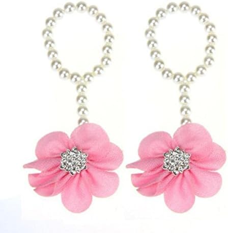 Girls Foot Ring, SHOBDW 1Pair Baby Infant Toddler Pearl Chiffon Barefoot Foot Flower Beach Party Sandals Gifts