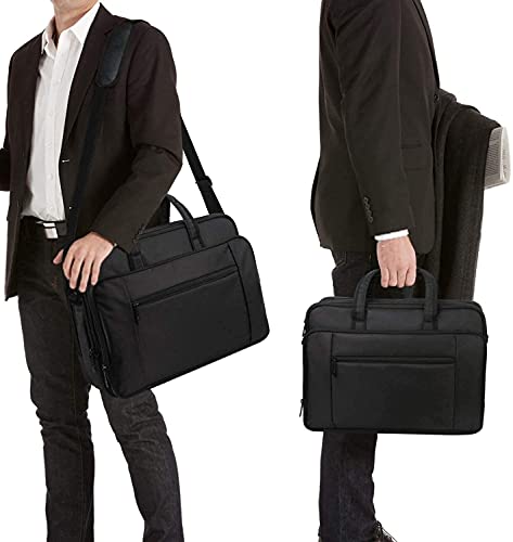 17 Inch Laptop Bag, Large Work Briefcase for Men Women Waterproof Shoulder Bag Shoulder Bag, Expandable Multifunction Computer Bag for Laptop Tablet Notebook, Black