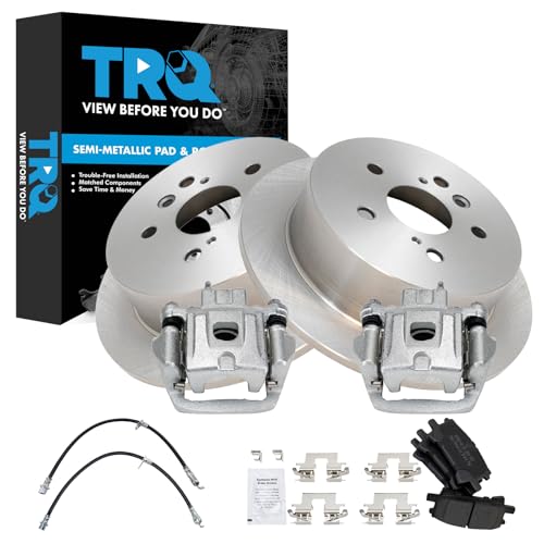 TRQ Rear Brake Pad and Rotor Set Semi Metallic Calipers Compatible with 2004-20…