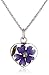 Sterling Silver Small Purple Heart Pressed Flower Pendant Necklace, 18